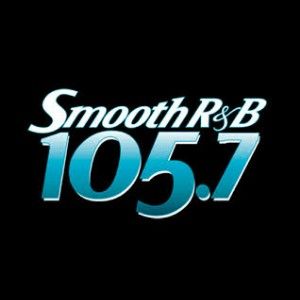 Logotipo de la emisora ​​de radio KRNB Smooth R&B 105.7 FM