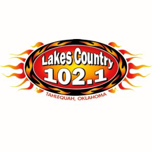 Logotipo de la emisora ​​de radio KEOK Lakes Country 102.1 FM