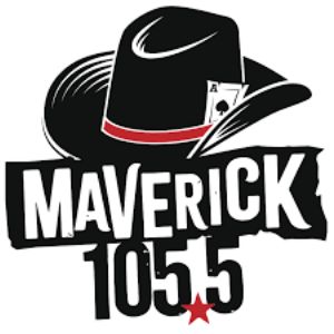 Logotipo de la emisora ​​de radio KMOM 105.5 Maverick FM