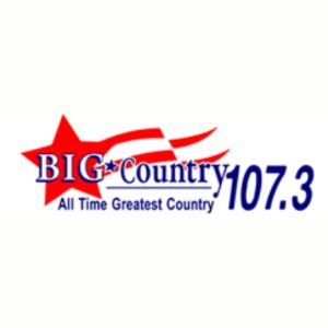Logotipo de la emisora ​​de radio KOMS Big Country 107.3 FM
