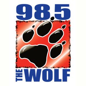 Logo of radio station KEWF 98.5 The Wolf